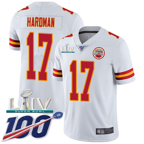 Kansas City Chiefs Nike #17 Mecole Hardman White Super Bowl LIV 2020 Men Stitched NFL 100th Season Vapor Untouchable Limited Jersey
